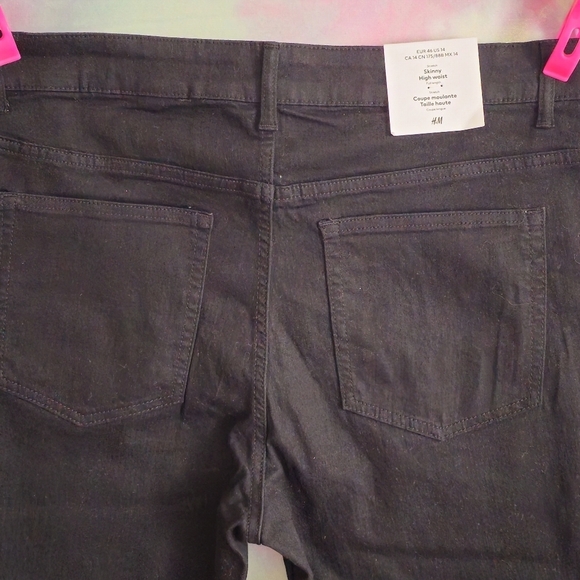H&M Black Skinny High Waist Jeans Size 14 - Picture 7 of 7